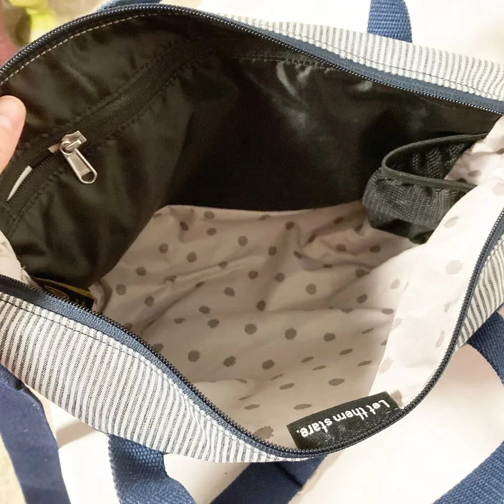 Timbuk2 Navy & Stripe Convertible Messenger Bag Polka Dot Interior